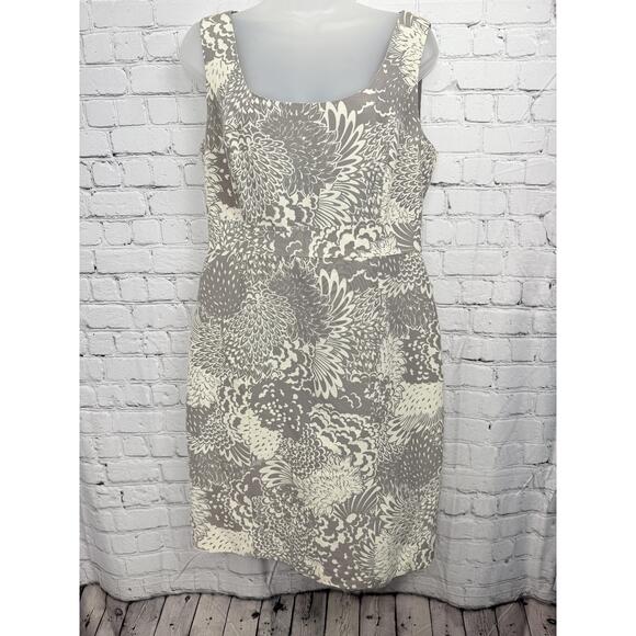 Halogen Dresses & Skirts - Halogen Womens Floral Pattern Grey Square Neck Knee Length Sleeveless Dress 10